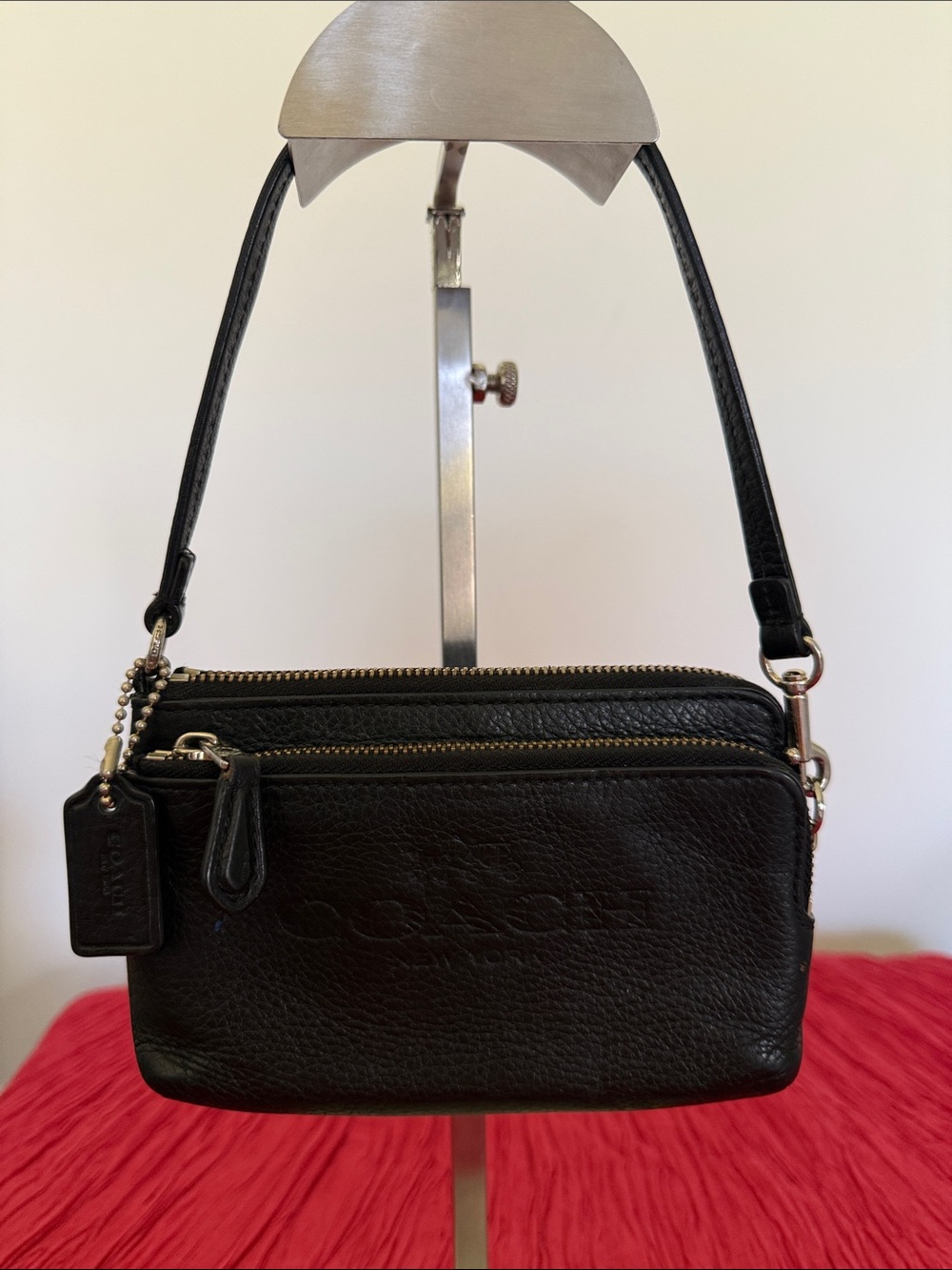 Coach Black Leather Double Compartment Wristlet